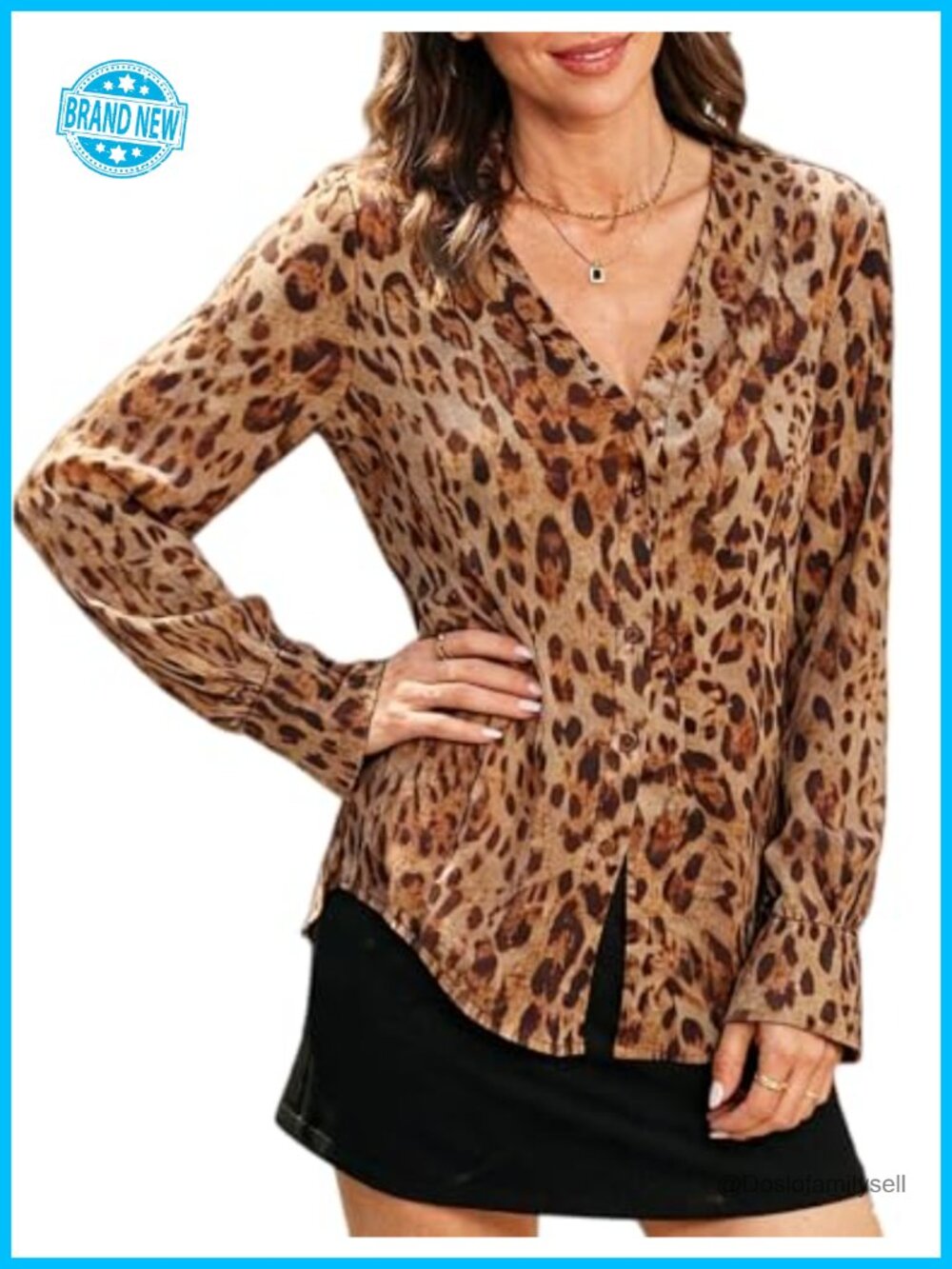 Sheer Chiffon V-Neck Blouse with Neck Tie Long Sleeve Button Down